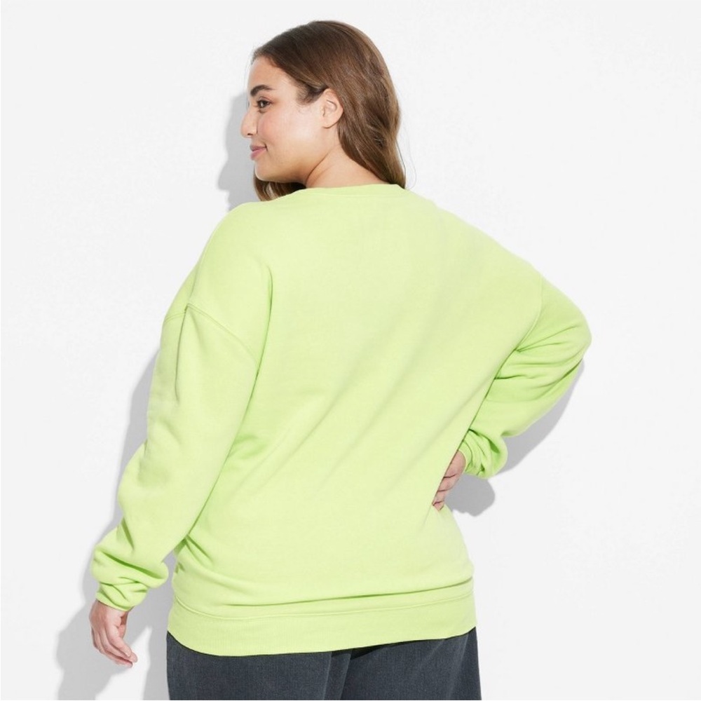 Lime Green Pochacco Sweatshirt Women’s Size XS NWT P2P 18 embroidered detail - Picture 6 of 6